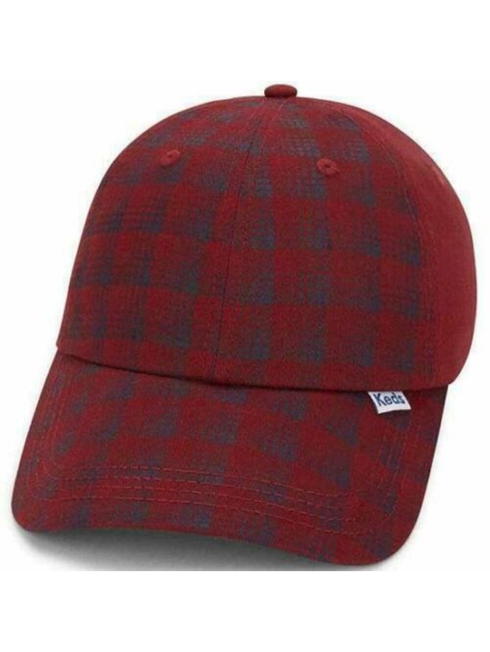 Keds Baseball Hat Womens Red Plaid Adjustable Back Strap Twill Cap Cotton
